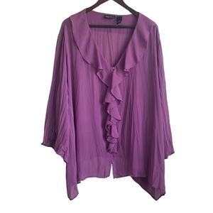 Maggie Barnes‎ Women Ruffle Top 26/28 Purple Lagenlook Career Workwear Dressy